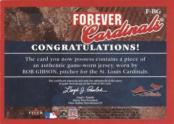 2004 Fleer Greats of the Game - Forever Game Jersey #F-BG Bob Gibson Back