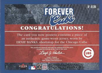 2004 Fleer Greats of the Game - Forever Game Jersey Logo #F-EB Ernie Banks Back