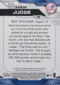 2017 Bowman's Best - Best of 2017 Autographs #B17-AJ Aaron Judge Back