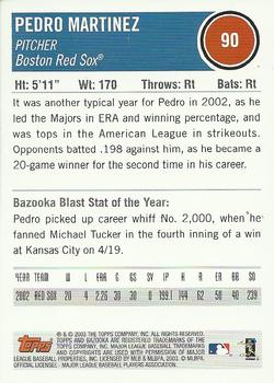2003 Bazooka #90 Pedro Martinez Back