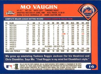 2003 Topps Chrome #16 Mo Vaughn Back