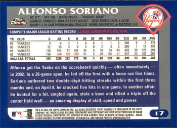2003 Topps Chrome #17 Alfonso Soriano Back
