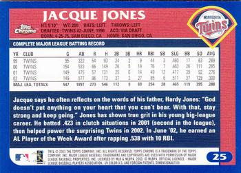 2003 Topps Chrome #25 Jacque Jones Back