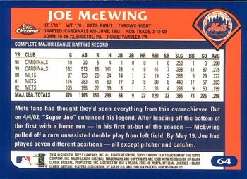 2003 Topps Chrome #64 Joe McEwing Back