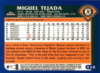 2003 Topps Chrome #112 Miguel Tejada Back