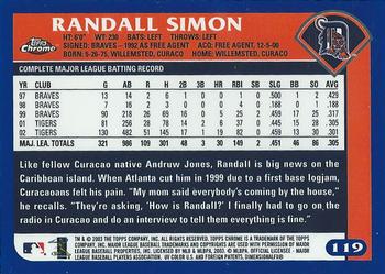 2003 Topps Chrome #119 Randall Simon Back