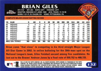 2003 Topps Chrome #132 Brian Giles Back