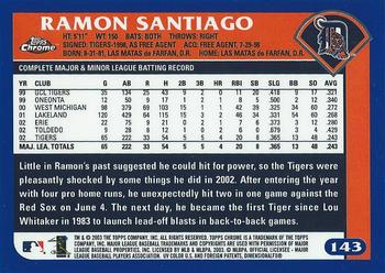 2003 Topps Chrome #143 Ramon Santiago Back