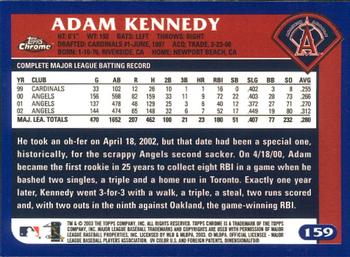 2003 Topps Chrome #159 Adam Kennedy Back