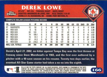 2003 Topps Chrome #166 Derek Lowe Back