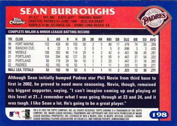 2003 Topps Chrome #198 Sean Burroughs Back