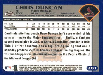 2003 Topps Chrome #201 Chris Duncan Back