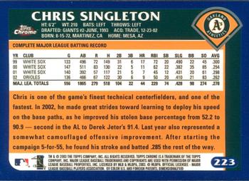 2003 Topps Chrome #223 Chris Singleton Back