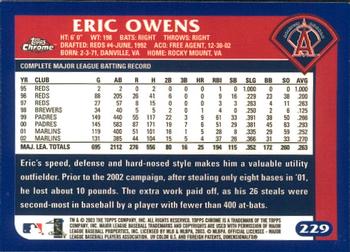 2003 Topps Chrome #229 Eric Owens Back