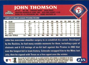 2003 Topps Chrome #235 John Thomson Back