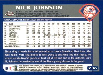 2003 Topps Chrome #236 Nick Johnson Back