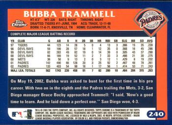 2003 Topps Chrome #240 Bubba Trammell Back