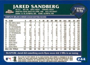 2003 Topps Chrome #244 Jared Sandberg Back