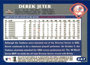 2003 Topps Chrome #247 Derek Jeter Back
