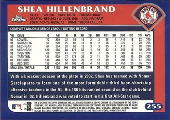 2003 Topps Chrome #255 Shea Hillenbrand Back