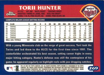2003 Topps Chrome #269 Torii Hunter Back