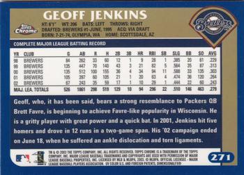 2003 Topps Chrome #271 Geoff Jenkins Back