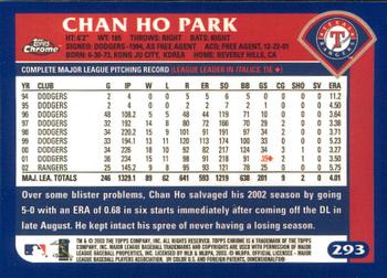 2003 Topps Chrome #293 Chan Ho Park Back