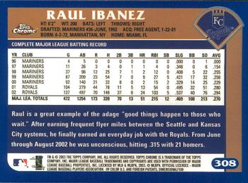 2003 Topps Chrome #308 Raul Ibanez Back