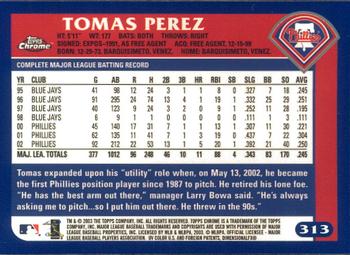 2003 Topps Chrome #313 Tomas Perez Back