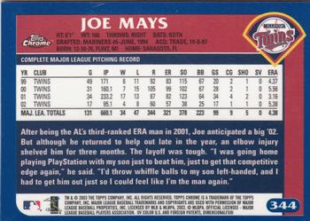 2003 Topps Chrome #344 Joe Mays Back