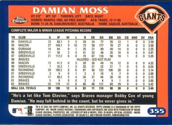 2003 Topps Chrome #355 Damian Moss Back