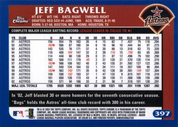 2003 Topps Chrome #397 Jeff Bagwell Back