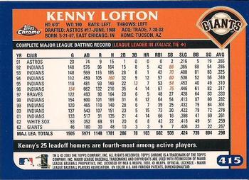 2003 Topps Chrome #415 Kenny Lofton Back