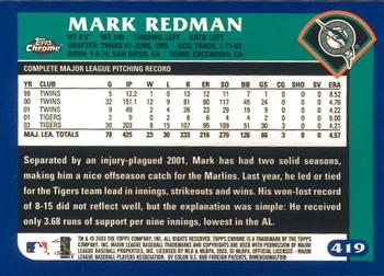 2003 Topps Chrome #419 Mark Redman Back