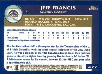 2003 Topps Chrome #427 Jeff Francis Back