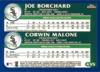 2003 Topps Chrome #435 Joe Borchard / Corwin Malone Back