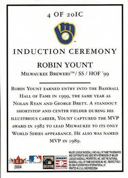 2004 Fleer InScribed - Induction Ceremony #4IC Robin Yount Back