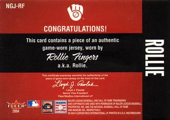 2004 Fleer InScribed - Names of the Game Material Purple #NGJ-RF Rollie Fingers Back