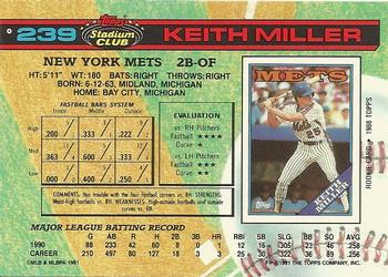 1991 Stadium Club #239 Keith Miller Back