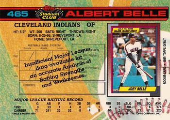 1991 Stadium Club #465 Albert Belle Back