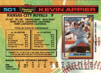 1991 Stadium Club #501 Kevin Appier Back