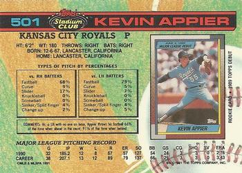 1991 Stadium Club #501 Kevin Appier Back