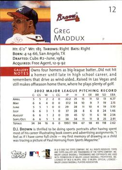 2003 Topps Gallery #12 Greg Maddux Back