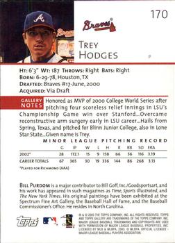 2003 Topps Gallery #170 Trey Hodges Back