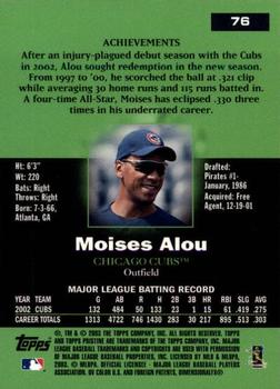 2003 Topps Pristine #76 Moises Alou Back