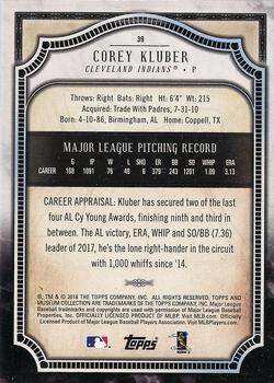 2018 Topps Museum Collection #39 Corey Kluber Back