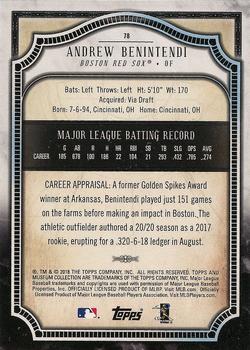 2018 Topps Museum Collection #78 Andrew Benintendi Back