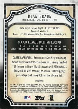 2018 Topps Museum Collection #93 Ryan Braun Back