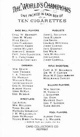 1988 CCC 1887 Allen & Ginter (N28/N29) Reprint (Baseball Only) #NNO John M. Ward Back