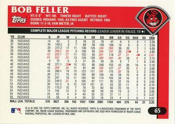 2003 Topps Retired Signature Edition #65 Bob Feller Back